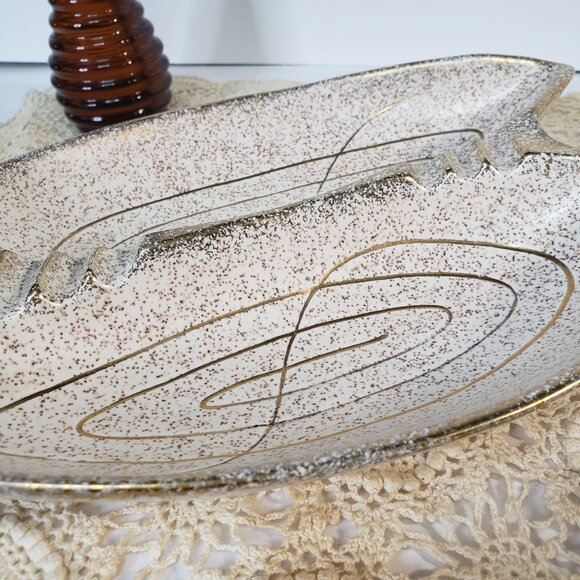 Vintage MCM Gold Ceramic Atomic Starburst Ashtray Tobacciana Decor Hollywood - Picture 3 of 7